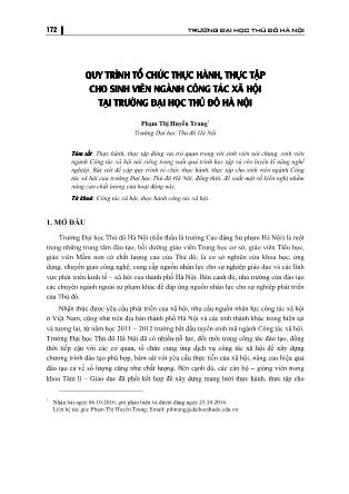 Quy trình tổ chức thực hành, thực tập cho sinh viên ngành công tác xã hội trường Đại học Thủ đô Hà Nội