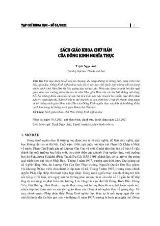Sách giáo khoa chữ Hán của Đông Kinh nghĩa thục