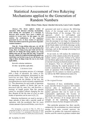 Statistical Assessment of two Rekeying Mechanisms applied to the Generation of Random Numbers