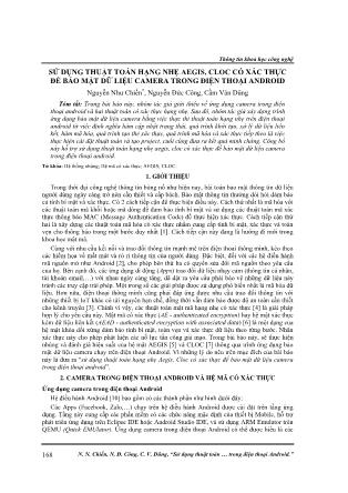 Sử dụng thuật toán hạng nhẹ AEGIS, CLOC có xác thực để bảo mật dữ liệu camera trong điện thoại android