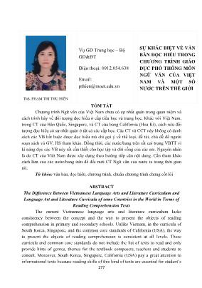 Sự khác biệt về văn bản đọc hiểu trong chương trình giáo dục phổ thông môn Ngữ văn của Việt Nam và một số nước trên thế giới