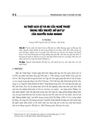 Sự thật lịch sử và hư cấu nghệ thuật trong tiểu thuyết Hồ Qúy Ly của Nguyễn Xuân Khánh