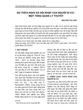 Sự thích nghi và hội nhập của người di cư - một tổng quan lý thuyết