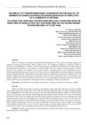 Tác động của lãnh đạo chuyển dạng đến chất lượng mối quan hệ nhân viên và hành vi tích cực của nhân viên tại các doanh nghiệp thương mại điện tử ở Việt Nam