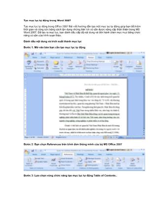 Tài liệu Tạo mục lục tự động trong Word 2007