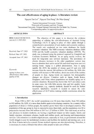 The cost effectiveness of aging in place: A literature review