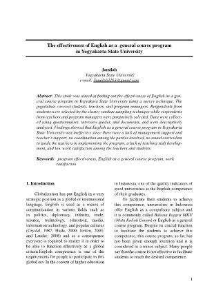 The effectiveness of English as a general course program in Yogyakarta State University