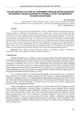 The influencing factors of consumers’ impulse buying behavior on shopee’s online shopping platform: A study on university students in Vietnam