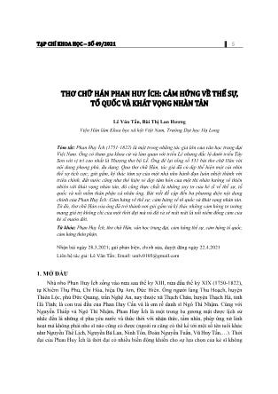 Thơ chữ Hán Phan Huy Ích: Cảm hứng về thế sự, tổ quốc và khát vọng nhàn tản