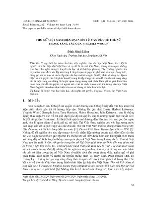 Thơ nữ Việt Nam hiện đại nhìn từ vấn đề chủ thể nữ trong sáng tác của Virginia Woolf