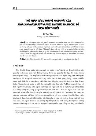 Thủ pháp tự sự mới về nhân vật của Nho lâm ngoại sử và việc tái thức nhận chủ đề cuốn tiểu thuyết