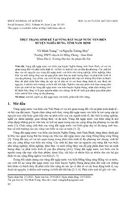 Thực trạng sinh kế tại vùng đất ngập nước ven biển huyện Nghĩa Hưng, tỉnh Nam Định