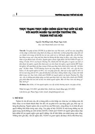 Thực trạng thực hiện chính sách trợ giúp xã hội với người nghèo tại huyện Thường Tín, thành phố Hà Nội