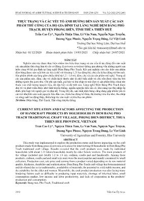 Thực trạng và các yếu tố ảnh hưởng đến sản xuất các sản phẩm thủ công của hộ gia đình tại làng nghề Đệm Bàng Phò Trạch, huyện Phong Điền, tỉnh Thừa Thiên Huế