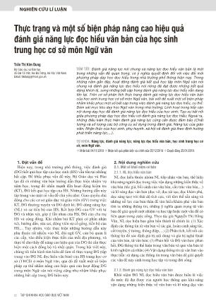 Thực trạng và một số biện pháp nâng cao hiệu quả đánh giá năng lực đọc hiểu văn bản của học sinh trung học cơ sở môn Ngữ văn