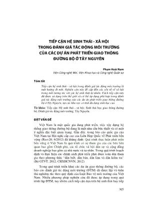 Tiếp cận hệ sinh thái - xã hội trong đánh giá tác động môi trường của các dự án phát triển giao thông đường bộ ở Tây Nguyên