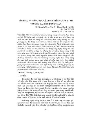 Tìm hiểu kỹ năng đọc của sinh viên ngành công tác xã hội trường Đại học Đồng Tháp