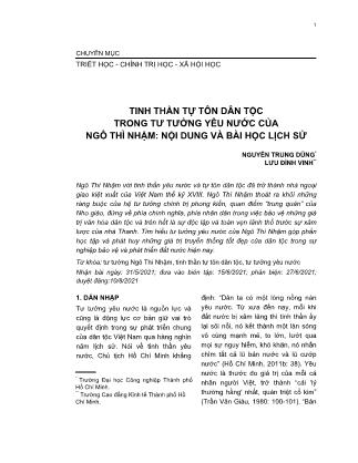 Tinh thần tự tôn dân tộc trong tư tưởng yêu nước của Ngô Thì Nhậm: Nội dung và bài học lịch sử