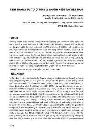Tình trạng tự tử ở tuổi vị thành niên tại Việt Nam
