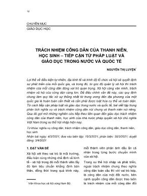 Trách nhiệm công dân của thanh niên, học sinh - tiếp cận từ pháp luật và giáo dục trong nước và quốc tế