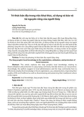 Tri thức bản địa trong việc khai thác, sử dụng và bảo vệ tài nguyên rừng của người Giáy