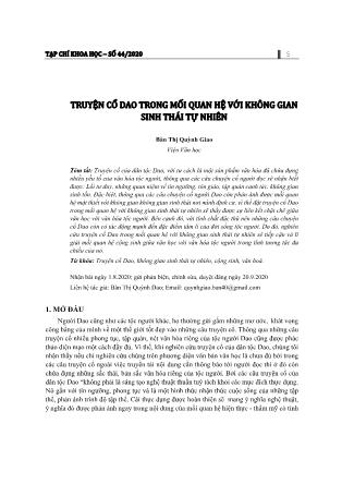 Truyện cổ Dao trong mối quan hệ với không gian sinh thái tự nhiên