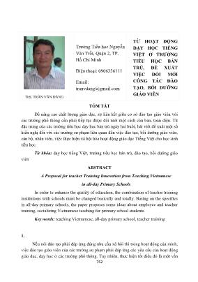 Từ hoạt động dạy học tiếng Việt ở trường Tiểu học bán trú, đề xuất việc đổi mới công tác đào tạo, bồi dưỡng giáo viên