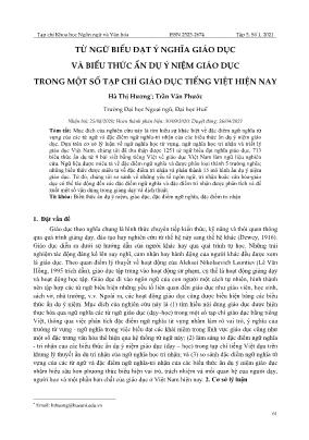 Từ ngữ biểu đạt ý nghĩa giáo dục và biểu thức ẩn dụ ý niệm giáo dục trong một số tạp chí giáo dục tiếng Việt hiện nay
