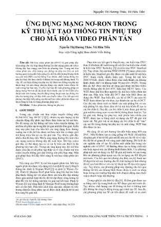 Ứng dụng mạng nơ-ron trong kỹ thuật tạo thông tin phụ trợ cho mã hóa video phân tán