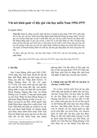 Vài nét khái quát về độc giả văn học miền Nam 1954-1975