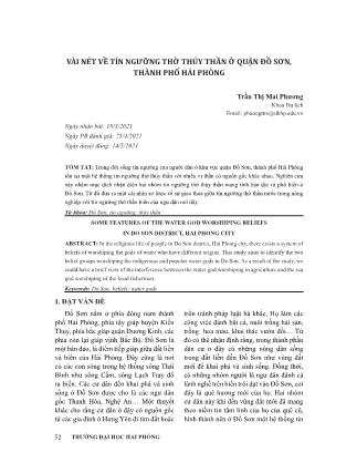 Vài nét về tín ngường thờ Thủy thần ở quận Đồ Sơn, thành phố Hải Phòng