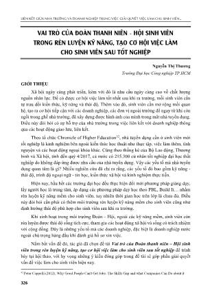 Vai trò của đoàn thanh niên - Hội sinh viên trong rèn luyện kỹ năng, tạo cơ hội việc làm cho sinh viên sau tốt nghiệp