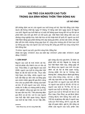 Vai trò của người cao tuổi trong gia đình nông thôn tỉnh Đồng Nai