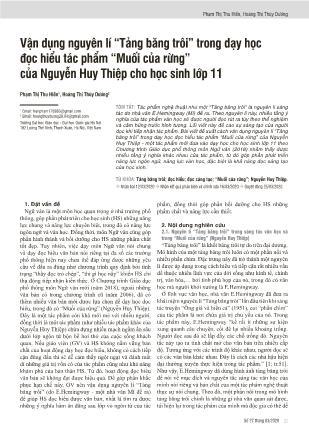 Vận dụng nguyên lí “Tảng băng trôi” trong dạy học đọc hiểu tác phẩm “Muối của rừng” của Nguyễn Huy Thiệp cho học sinh lớp 11
