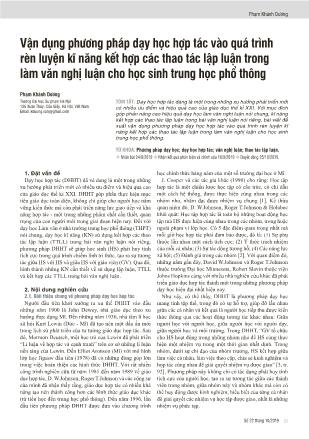 Vận dụng phương pháp dạy học hợp tác vào quá trình rèn luyện kĩ năng kết hợp các thao tác lập luận trong làm văn nghị luận cho học sinh trung học phổ thông