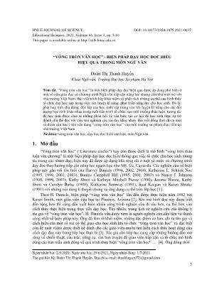 “Vòng tròn văn học” - Biện pháp dạy học đọc hiểu hiệu quả trong môn Ngữ văn