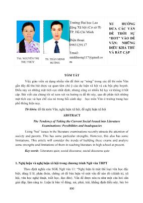 Xu hướng đưa các vấn đề thời sự “hot” vào đề văn: Những điều khả thủ và bất cập