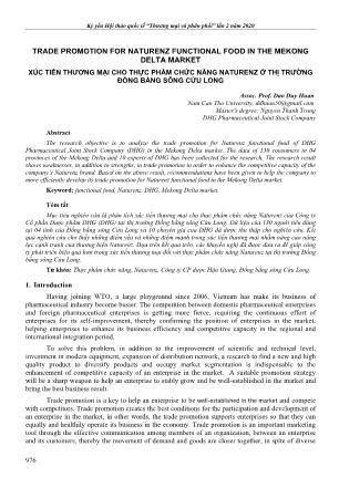 Xúc tiến thương mại cho thực phẩm chức năng Naturenz ở thị trường Đồng bằng sông Cửu Long