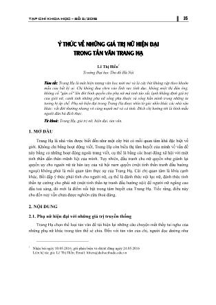 Ý thức về những giá trị nữ hiện đại trong Tản văn Trang Hạ