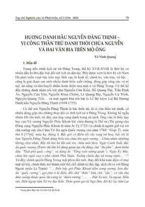 Hương Danh hầu Nguyễn Đăng Thịnh - vị công thần trứ danh thời Chúa Nguyễn và hai văn bia trên mộ ông