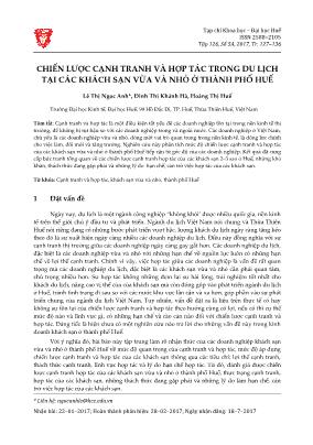 Chiến lược cạnh tranh và hợp tác trong du lịch tại các khách sạn vừa và nhỏ ở Thành phố Huế