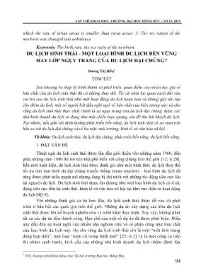 Du lịch sinh thái - Một loại hình du lịch bền vững hay lớp ngụy trang của du lịch đại chúng?