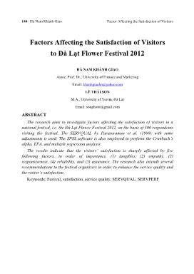 Factors Affecting the Satisfaction of Visitors to Đà Lạt Flower Festival 2012