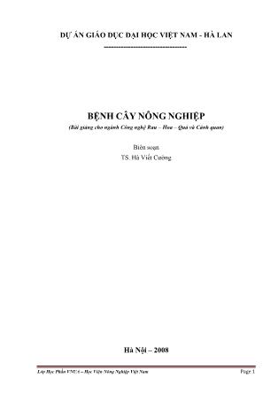 Giáo trình Bệnh cây nông nghiệp - Trường Đại học Nông nghiệp Hà Nội