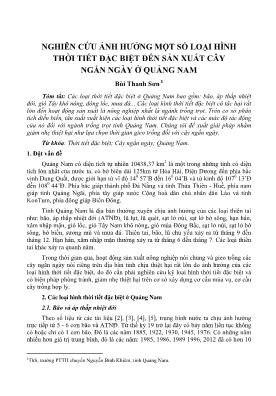 Nghiên cứu ảnh hưởng một số loại hình thời tiết đặc biệt đến sản xuất cây ngắn ngày ở Quảng Nam