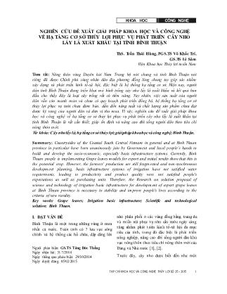 Nghiên cứu đề xuất giải pháp khoa học và công nghệ về hạ tầng cơ sở thủy lợi phục vụ phát triển cây nho lấy lá xuất khẩu tại tỉnh Bình Thuận