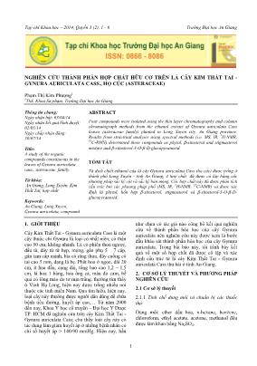 Nghiên cứu thành phần hợp chất hữu cơ trên lá cây kim thất tai - Gynura auriculata cass., họ cúc (Asteraceae)