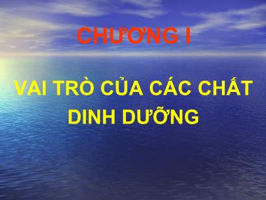 Bài giảng Dinh dưỡng động vật - Chương I: Vai trò của các chất dinh dưỡng - Học viện Nông nghiệp Việt Nam