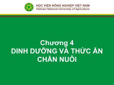 Bài giảng Nhập môn chăn nuôi - Chương 4: Dinh dưỡng và thức ăn chăn nuôi - Học viện Nông nghiệp Việt Nam