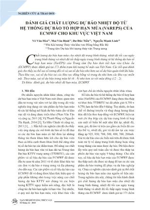 Đánh giá chất lượng dự báo nhiệt độ từ hệ thống dự báo tổ hợp hạn mùa (Vareps) của ECMWF cho khu vực Việt Nam